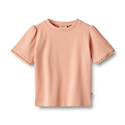 Wheat Rib Iris T-Shirt SS - Soft coral